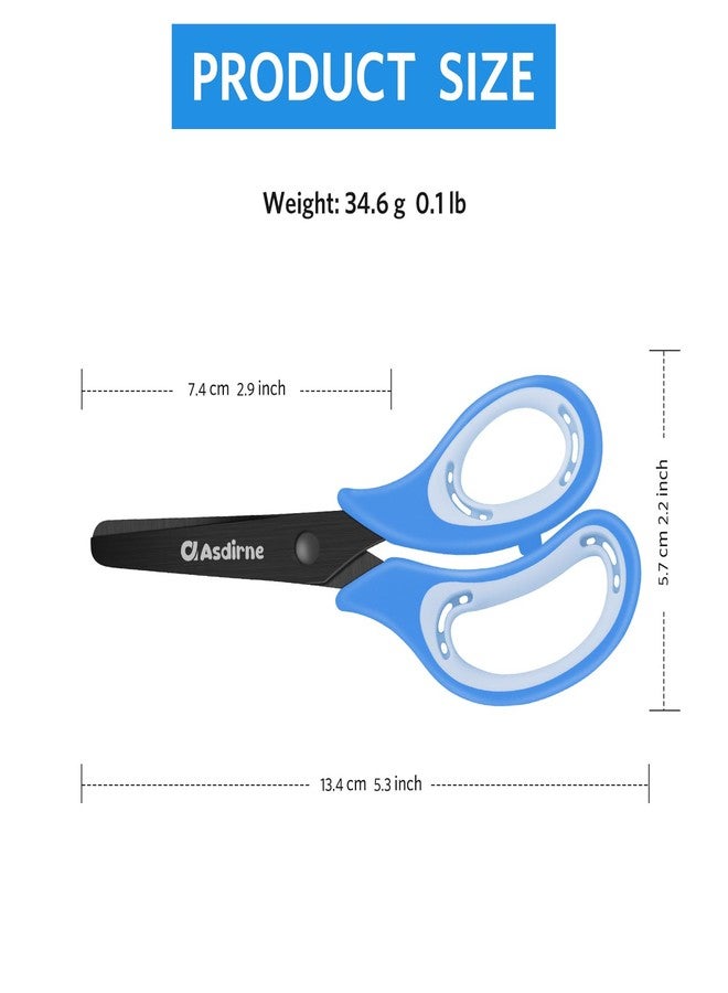 Asdirne Kids Scissors - Safety Children Scissors with Blunt Tip Stainless Steel Blades and Soft Grip, Great for Home and School, Blue, 13.5cm - Image 4